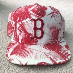 Red and white Boston Red Sox baseball cap